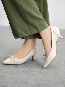 CUCCOO BIZCHIC All-Black Pointed Toe Comfortable Commuter High Heels For Christmas - Beige - View 4