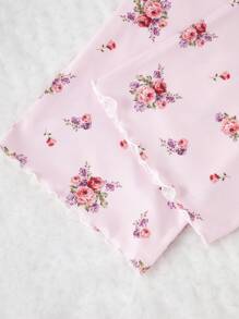SweetSlumber Lace Patchwork V-Neck Ditsy Floral Camisole & Pants Sleepwear Set - Baby Pink - View 5