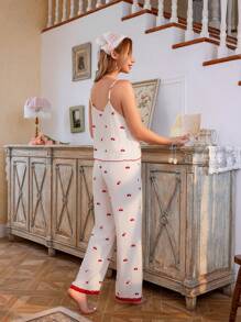 CottageSlumber Bộ 3 áo choàng ren họa tiết quả anh đào dành cho nữ mùa lễ hội - Màu be - Xem 2