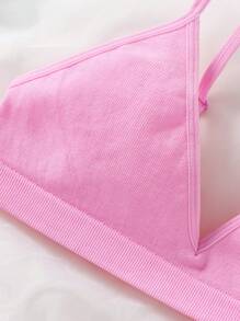 Seam-Knitted Wireless Comfortable Pullover Knitted Nylon Teenage Girls Underwear In Pink - Pink - View 3
