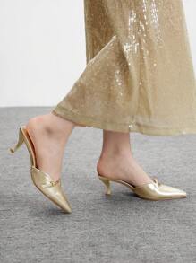 CUCCOO BIZCHIC Cuccoo 女士尖头金属扣细高跟鞋 - 金色 - 查看 5