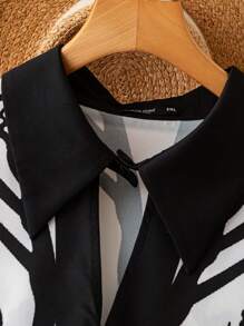 Mulvari Plus Size Floral Print Color Block Casual Resort Shirt - Multicolor - View 4