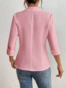 Franclia Chaqueta de blazer informal de unicolor para mujer, estilo para el trayecto de primavera y verano - Rosa - Ver 2