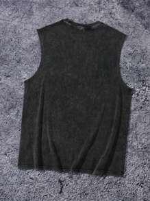 Manfinity EMRG Men's Lip Print Round Neck Casual Tank Top - Black - View 3