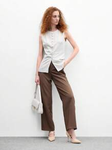 CUCCOO BIZCHIC Women's Fashion Elegant Simple Solid Color Pointed Toe Backless High Heel Pumps - Apricot - View 10