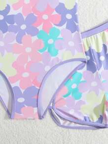 SHEIN Tween Girls Floral One-Piece Swimsuit Swimming Suits For Girls - Multicolor - View 4