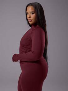 MUSERA Damen Große Größen Reißverschluss Sport Jacke für Gym, Training, Aktivität, Flughafen Fitness - Bordeaux - Übersicht 2