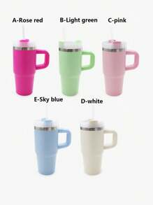 1pc 14oz Tumbler With Handle And Staw,Stainless Steel Double Wall Insulated Cup, , For Tumbler Heat Press Sublimation Oven Printing, Holiday Gift, Outdoor Sports, Travel Camping