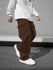 Claim Dot Quần Jeans Cargo Túi Nắp Rộng Cho Nam - màu nâu - Xem 6