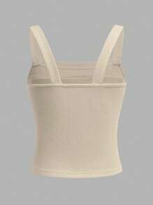 SHEIN Tween Girl' Versatile Elegant Cute Bowknot Crop Top, Suitable For Summer Outdoor Wear - Yellow - View 2