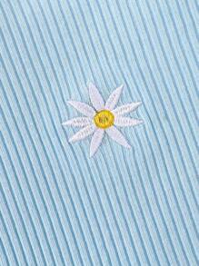 SHEIN 4pcs Baby Girl Casual Versatile Cute Embroidered Short Sleeve Tops - Pink - View 8