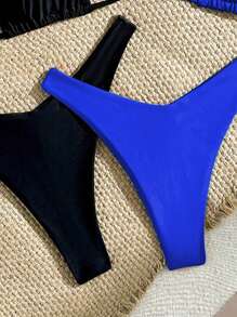 Swim Vcay Women Holiday Beach Solid Color Swimsuit Set For Summer Beach Vacation - Multicolor - View 4