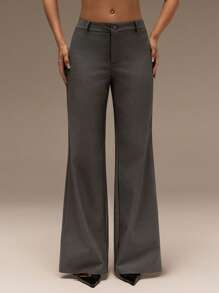 SHEIN Forever 21 春夏女士浪漫/舞会/正式/生日/90 年代/商务休闲/优雅/西部装/外出/时尚/休闲/Y2K 服装/俱乐部/办公室/鸡尾酒会/复古/紧身/狂欢服装/搞笑/优雅/老钱/街头服饰/度假/乡村音乐会/工作/端庄/春假/单身女郎服装/音乐会/坏人/基本款/毕业/蓝色水洗/低腰/直筒/阔腿/喇叭裤/裤子 - 灰色 - 查看 8