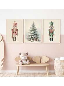 Nutcrackers Set Of 3 Christmas Prints Canvas Poster Holiday Wall Decor Vintage Xmas Printable Christmas Decorations Unframed