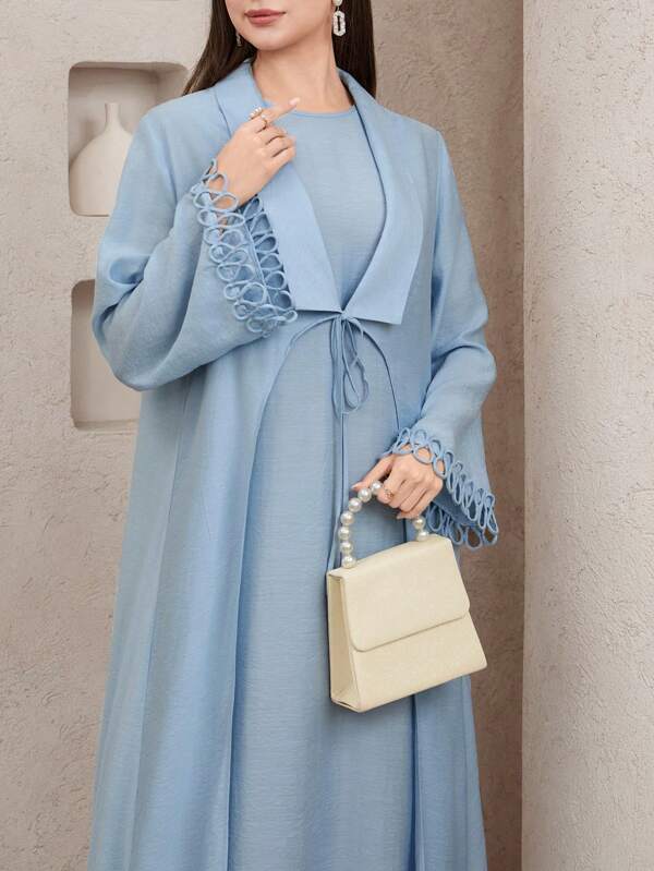 Modelyn Conservative Casual Ribbon Decor Women's Arabic Style 2 Pieces Set,  Modest  Clothing For Women,  Classy Clothes For Women,  Modest Outfits, Modest