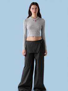 COUREZ Pantalones amplios de pata ancha a cuadros negros Estilo Y2K vintage