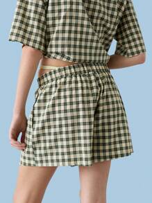 COUREZ Boxer Summer Check Shorts Y2K Vintage - Yellow - View 3