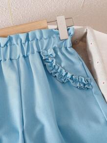 女宝宝休闲可爱夏季外套裤子，韩版 - 藍色 - 查看 4