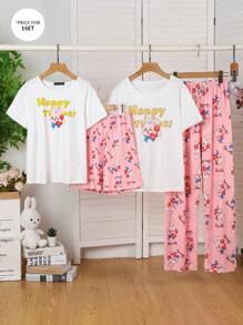 Pijama con diseño de corazones lindo para niñas - Multicolor - Ver 1
