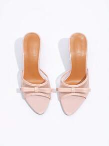 CUCCOO CHICEST New Fashionable Versatile Rhinestone Bowknot Strap Stiletto High Heel Sandals - Pink - View 3
