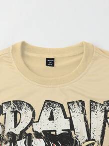 ROMWE MEN Street Life Camiseta de manga corta de ajuste holgado con estampado gráfico casual para hombre para el verano