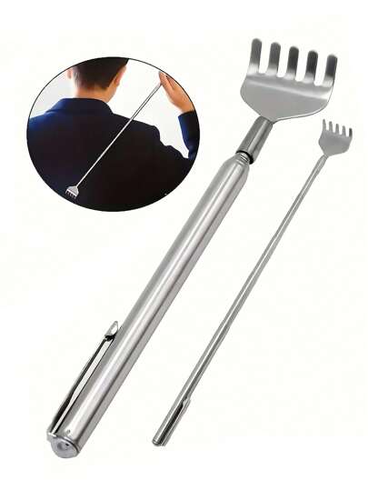 SHEIN Pen-stijl intrekbare rugkrabber - roestvrijstalen draagbare jeukverlichtingstool, multifunctionele massage-apparaat voor op reis/thuis/ouderen