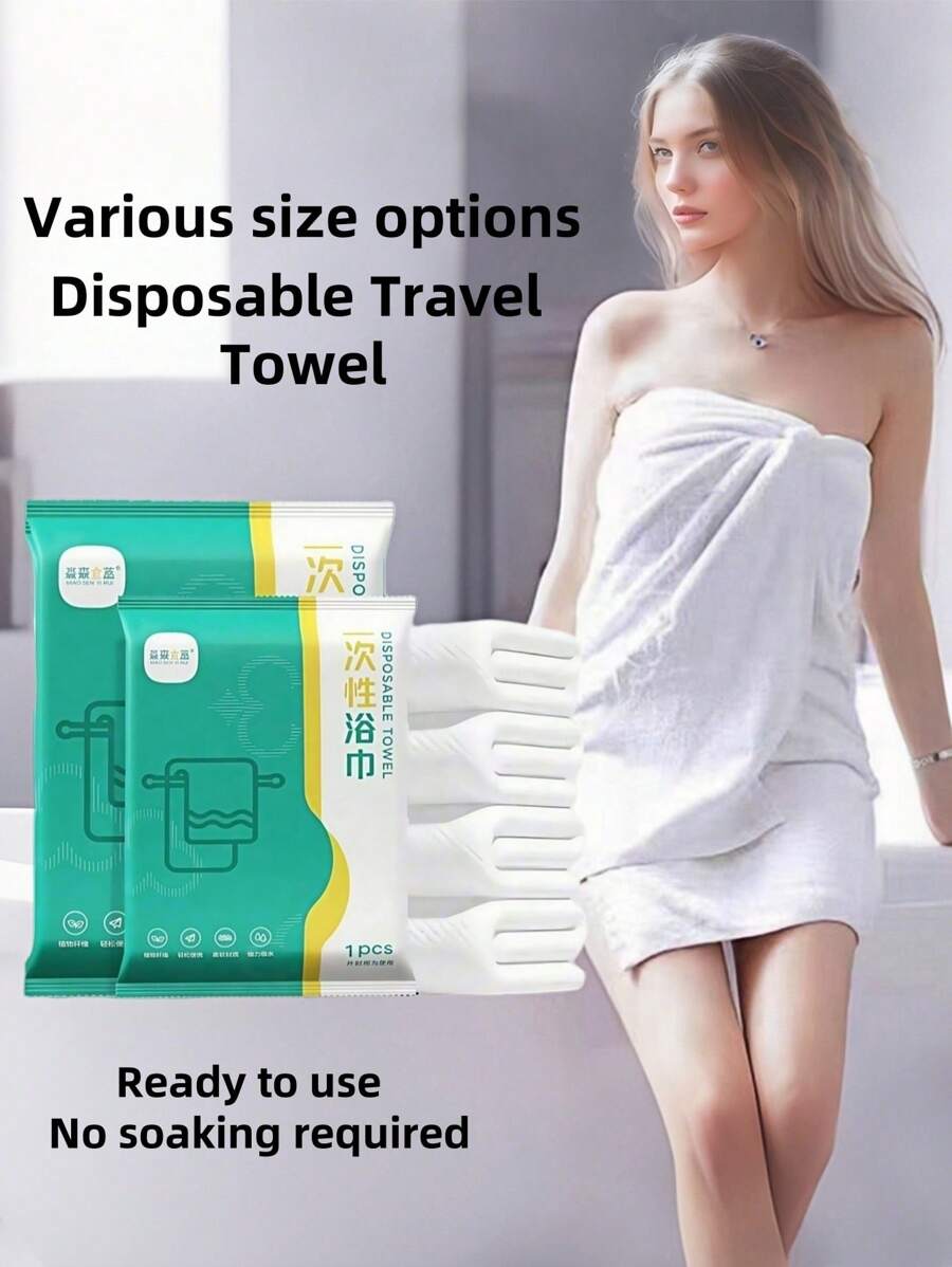 1pc Disposable Bath Towels -Multiple Sizes, Individually Wrapped Compact Pack, Ultra Soft Skin-Friendly, Super Absorbent & Quick Dry, Perfect For Travel, Business Trips, Gym, Camping, Hotels, Family Use Hypoallergenic & Portable Home Bathroom Decor Summer Holiday Beach Essentials