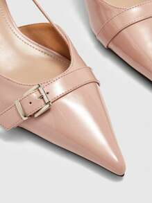 CUCCOO BIZCHIC 女士尖头链饰露跟细跟浅口鞋，通勤风格 - 淺粉色 - 查看 7