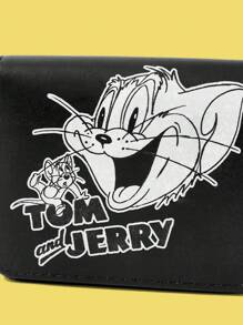 TOM & JERRY X SHEIN 1 pieza Billetera pequeña con diseño blanco y negro de ratón y gato de moda y linda - Multicolor - Ver 2