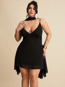 SHEIN BAE Quần áo cỡ lớn cho kỳ nghỉ hè trên bãi biển Quần áo ngày lễ Tiệc tùng, Hẹn hò Du lịch, Đi chơi, Quần áo lễ hội âm nhạc, Quần áo hòa nhạc, Quần áo lễ hội nhạc đồng quê, Váy ngắn cổ chữ V sâu màu đen trơn thanh lịch cho kỳ nghỉ hè trên bãi biển, Thích hợp cho hẹn hò hàng ngày, Đi chơi đêm, Câu lạc bộ đêm, Tiệc tùng, Gặp mặt, Tiệc cocktail, Bộ đồ liền thân ngày lễ, Tiệc hồ bơi, Trang phục công sở, Váy đi làm, Váy sinh nhật cho nữ - màu đen - Xem 7