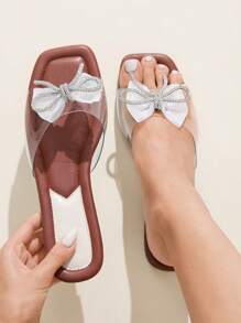 CUCCOO CHICEST CUCCOO Women's Bow Decor Fashion Flat Slippers - Clear - View 4