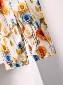 Baby Girls Sleeveless Square Neck Floral Print Jumpsuit: Adorable Shirred Long Jumpsuit For Summer - Multicolor - View 8