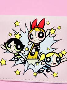 THE POWERPUFF GIRLS X SHEIN 1pc Star And Blossom, Bubbles, Buttercup Printed Short Wallet - Multicolor - View 3