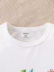 男婴卡通动物图案印花无袖上衣和短裤两件套，春夏 - 摩卡棕 - 查看 5