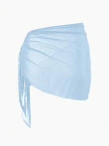 Swim Basics Pareo falda de unicolor con nudo lateral para mujer, ideal para vacaciones