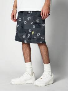 SUMWON Camouflage Printed Cargo Short - Black - View 1