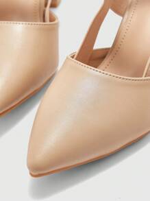 CUCCOO BIZCHIC Giày cao gót đế xuồng mũi nhọn màu mơ - Màu be - Xem 7