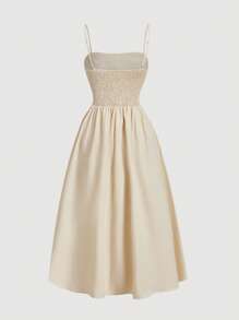 SHEIN MOD Solid Ruched Cami Dress, Spring/Summer Dress, Date Dress, Wedding Guest Dress For Women, Birthday Dress, Elegant Dresses, Vacation Outfits Women, Pink Dress, Slim Fit, Suitable For Commuting And Daily Wear, Charming, Casual Dresses For Women, Tea Party Dress, Vintage Dress - Apricot - View 2