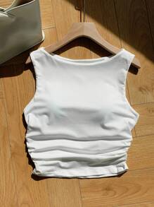 SHEIN EZwear 春/夏季純色簡約加棉紮紮背心