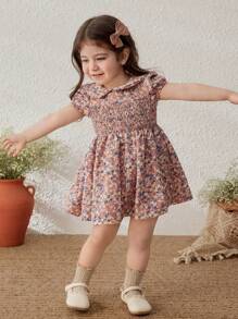 Blossori Vestido Floral Elegante Rosa para Bebê Menina, Primavera/Verão