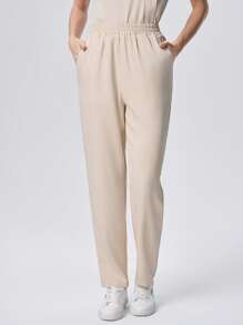 Scrubzie Solid Short Sleeve Scrubs Set (Top & Pants), Scrub Uniform - Apricot - View 2