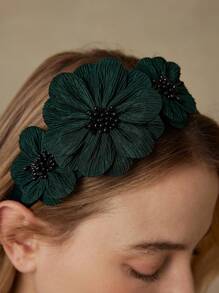 MOTF PREMIUM Diadema de ala ancha con diseño de flores, vincha de pelo versátil