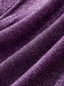 SHEIN MOD Falda mini morada con purpurina, de cintura baja, con cordones laterales y múltiples volantes