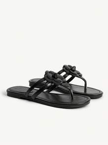 CUCCOO CHICEST Sandalias planas casuales con diseño de flor de camelias 3D para mujer, elegantes chanclas para vacaciones, uso en fiestas románticas y playa, ideal para el Día de San Valentín - Negro - Ver 9