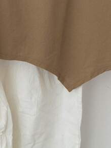 EMERY ROSE Linen Women Asymmetrical Hem Long Sleeve Shirt, Spring/Summer