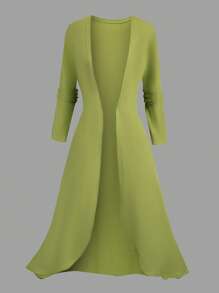 EMERY ROSE 时尚欧美风印花无袖开衫背心套装 绿色 - 綠色 - 查看 3