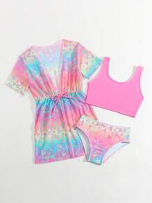 SHEIN 3pcs/Set Young Girl Spaghetti Strap Bikini Set, Random Print - Multicolor - View 6