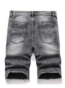 Manfinity LEGND 男式休闲破洞口袋宽松短款牛仔短裤