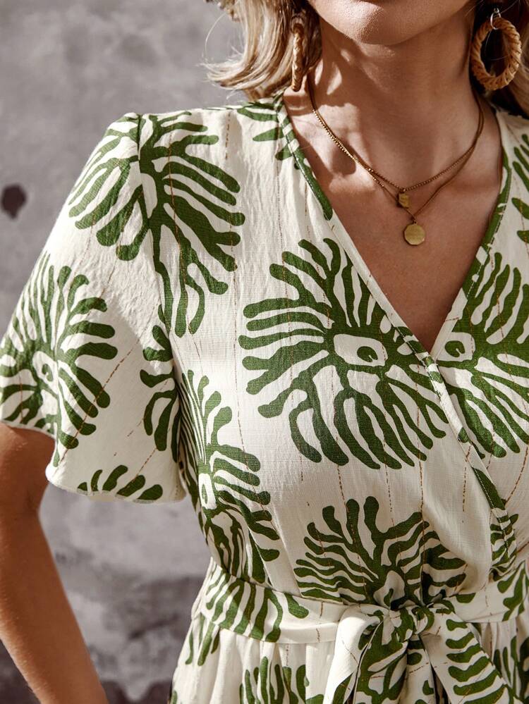 Plus Size Women Full Print Dress, Casual Vacation Style
