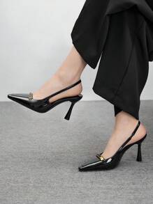 CUCCOO BIZCHIC Pantofi cu toc înalt, subțiri, din piele neagră, la modă pentru femei, potriviți pentru naveta, întâlniri, adunări, petreceri și alte ocazii - Negru - Vizualizare 2